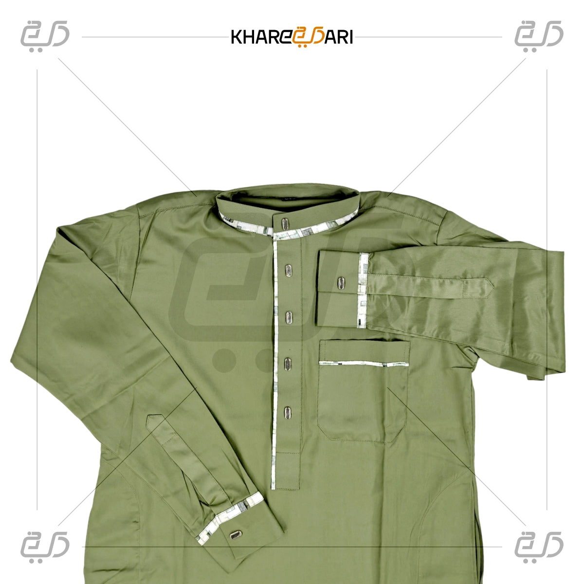 Olive Green Saudi Style Thobe For Men