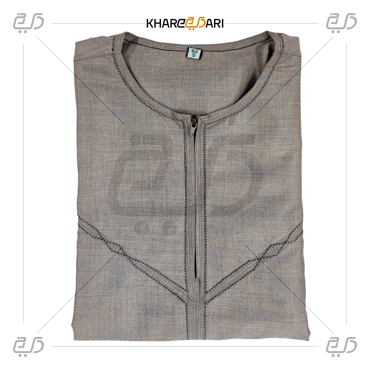 Soft Grey Casual Wear Zipper Thobe