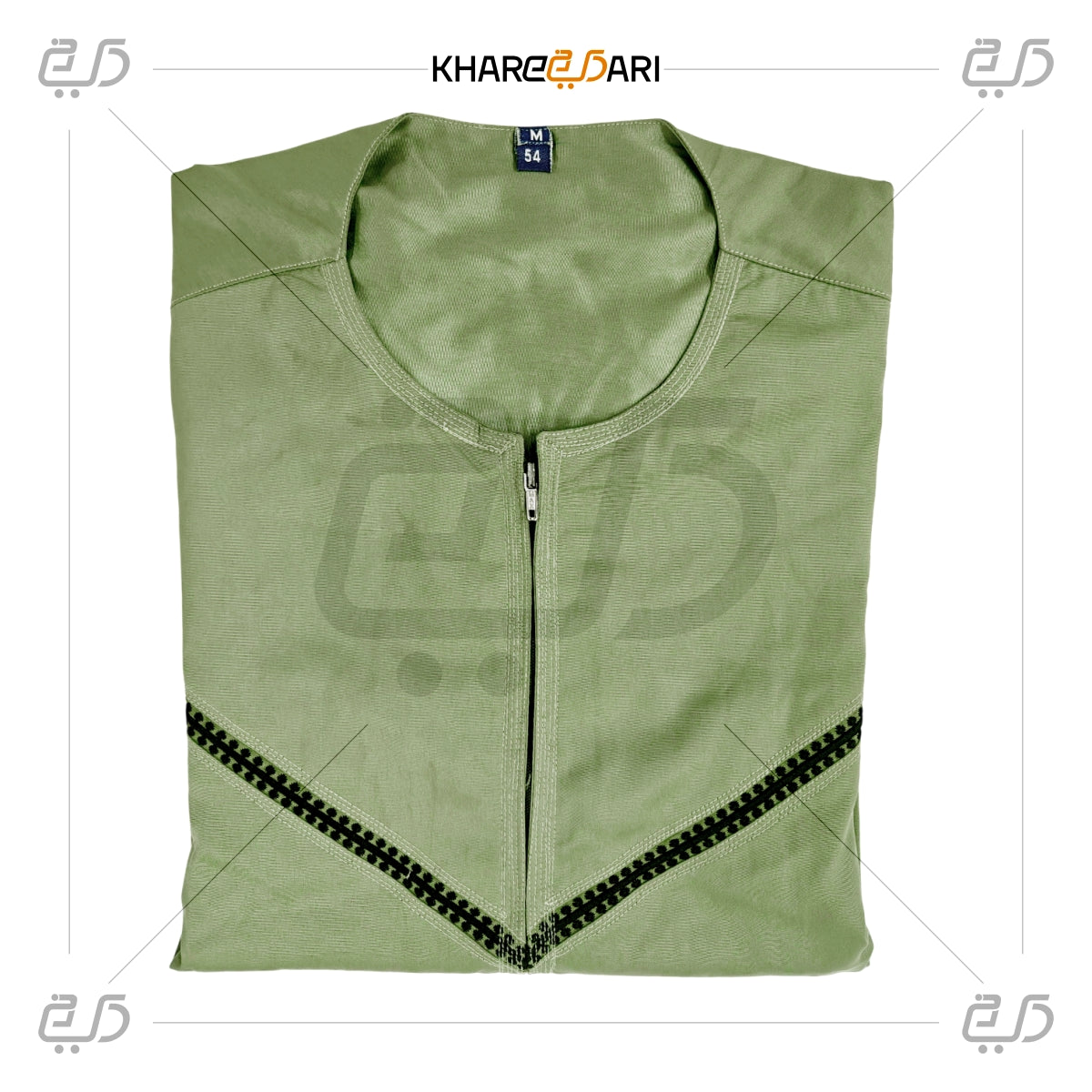 Classic V-Panel Olive Green Omani Jubba