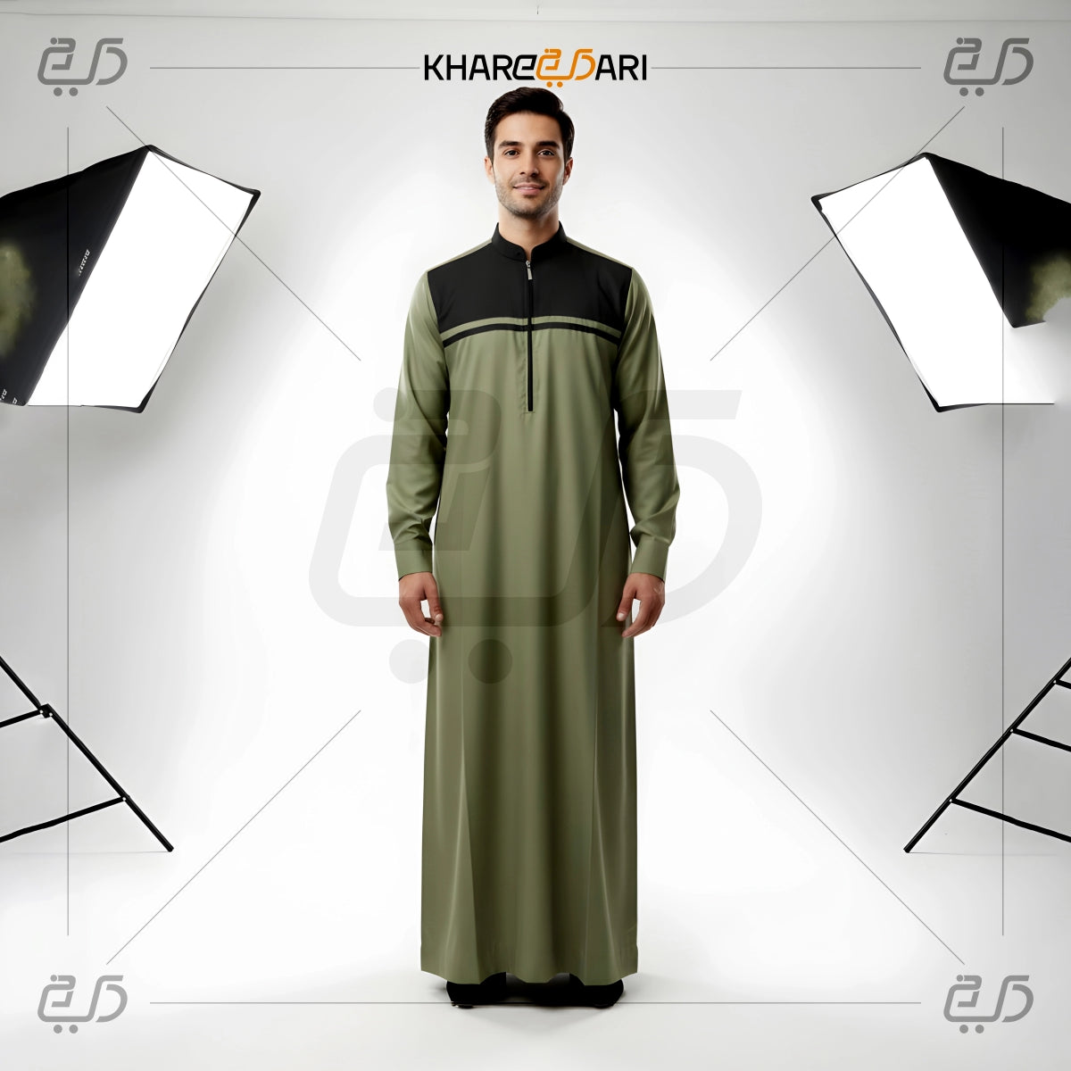 Men's Sporty Half-Zip Dual-Tone Jubba