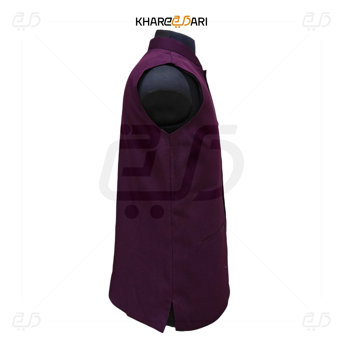 Purple vest with a brand logo on a white background Maroon