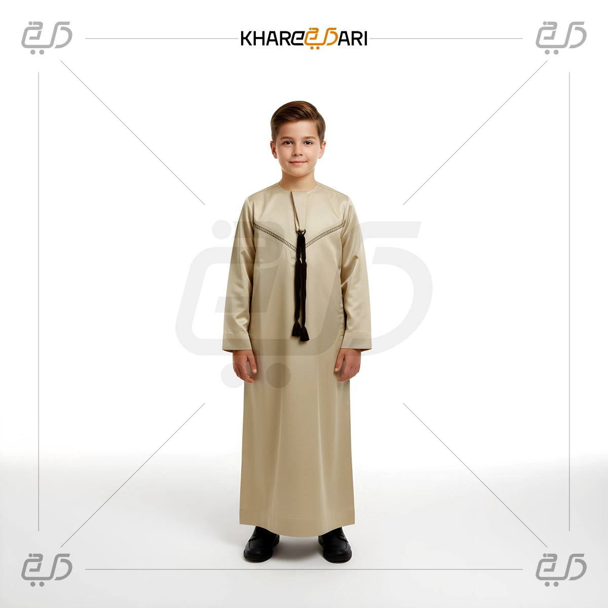 Light Beige Omani Thobe  For Kids