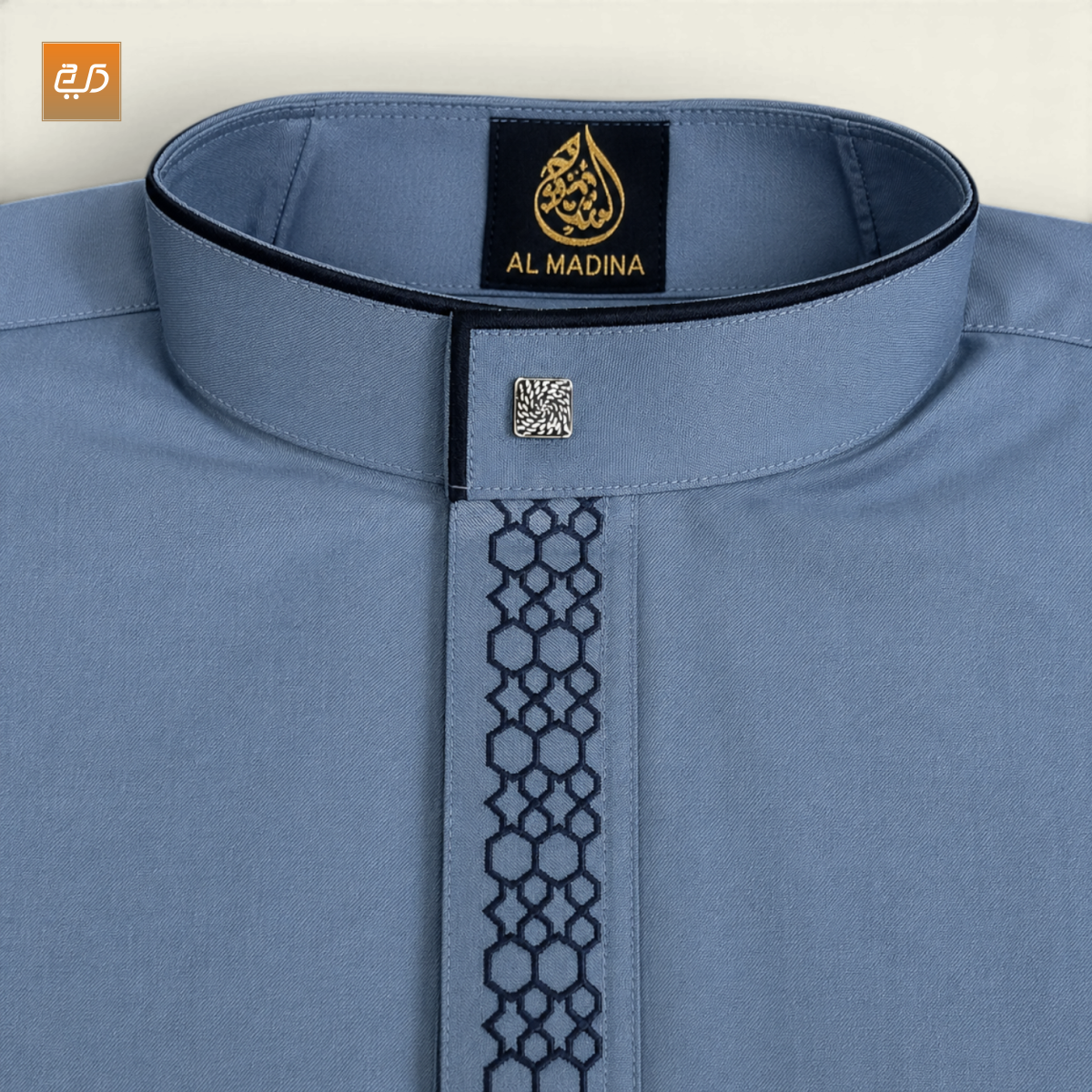 Premium Arabic Embroidery Jubba for Men-Navy Blue