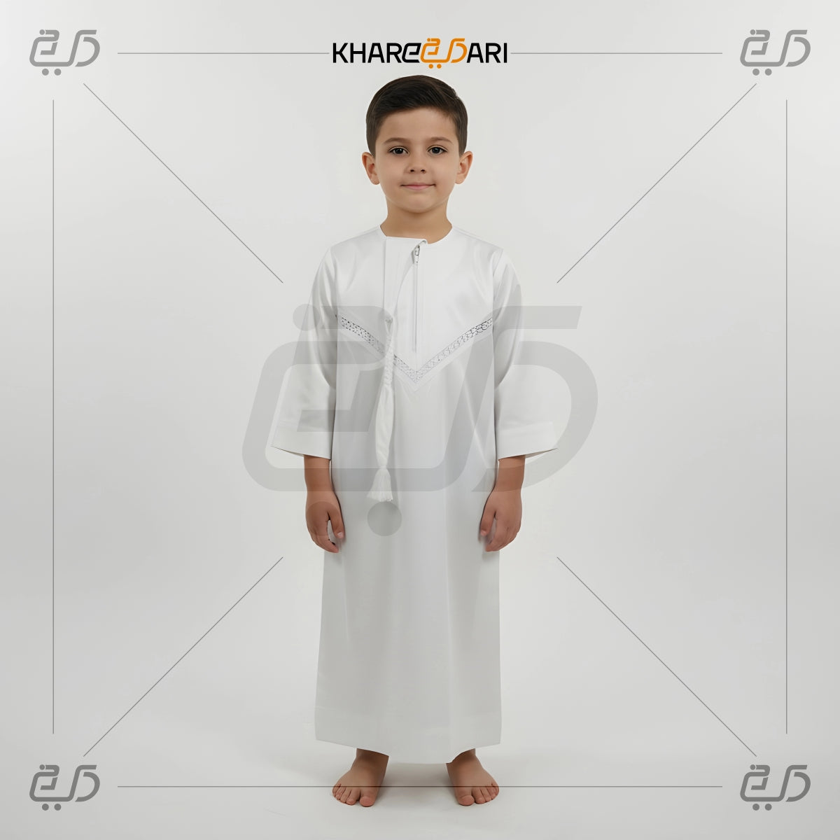Pure White Omani Style Jubba for Kids