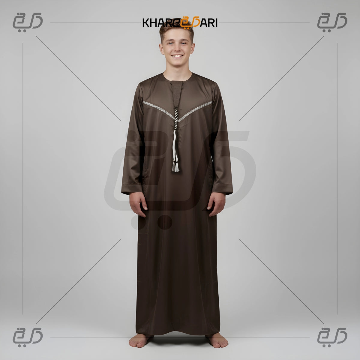 Dark Coffee Brown Omani Style Jubba For Men