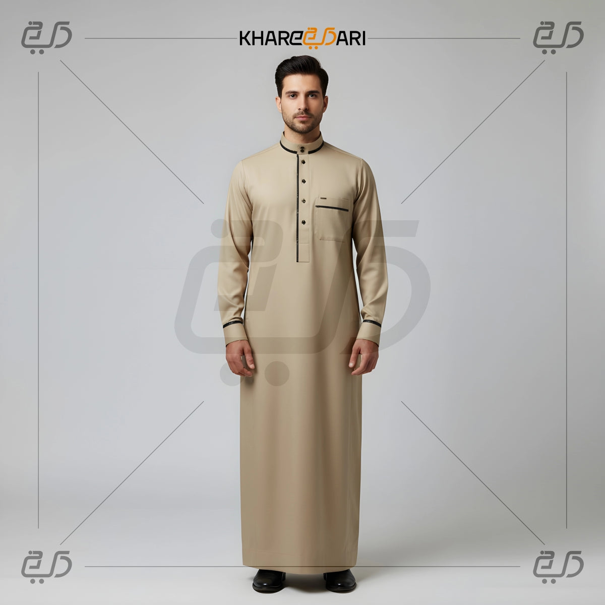 Golden Beige Satin Men's Jubba