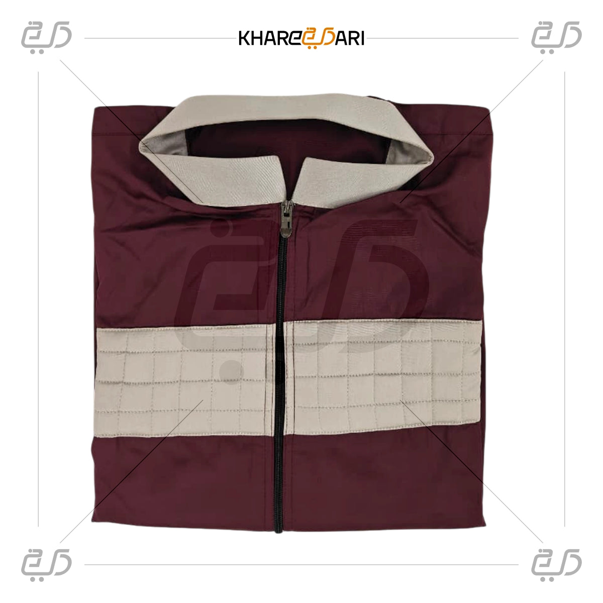 Maroon & Cream Half-Zip Dual Chest Panel Jubba