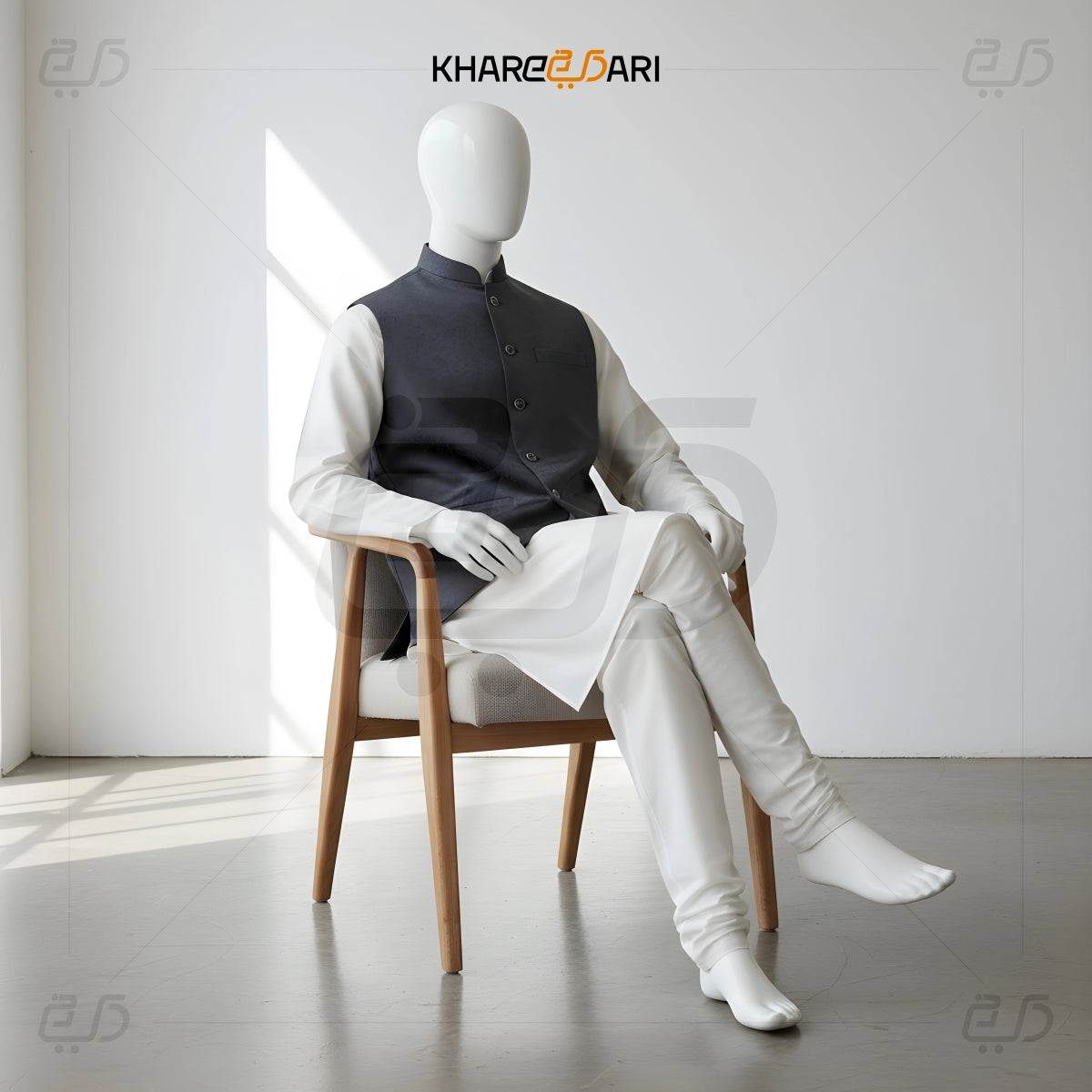 Black Jacquard Nehru Jacket (Sadri)