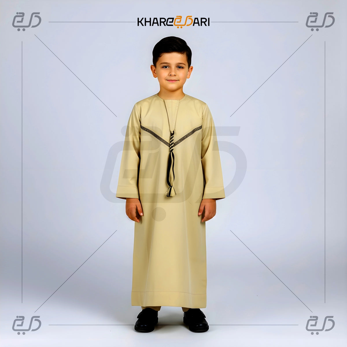 Beige Omani Style Jubba For Kids