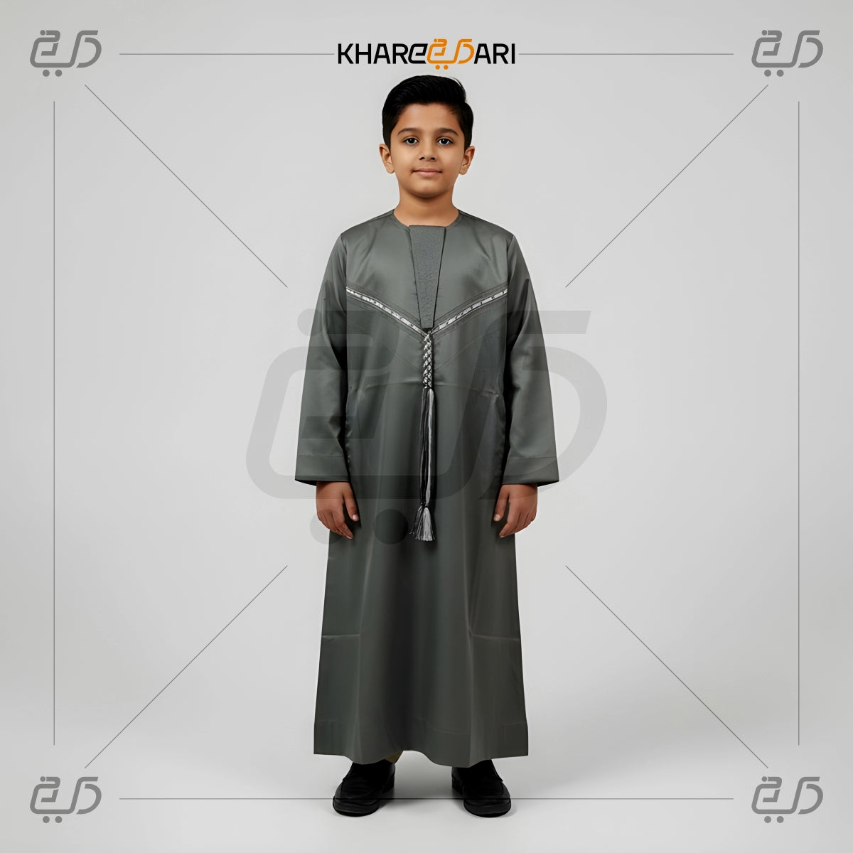 Dark Grey Omani Style Jubba for Kids