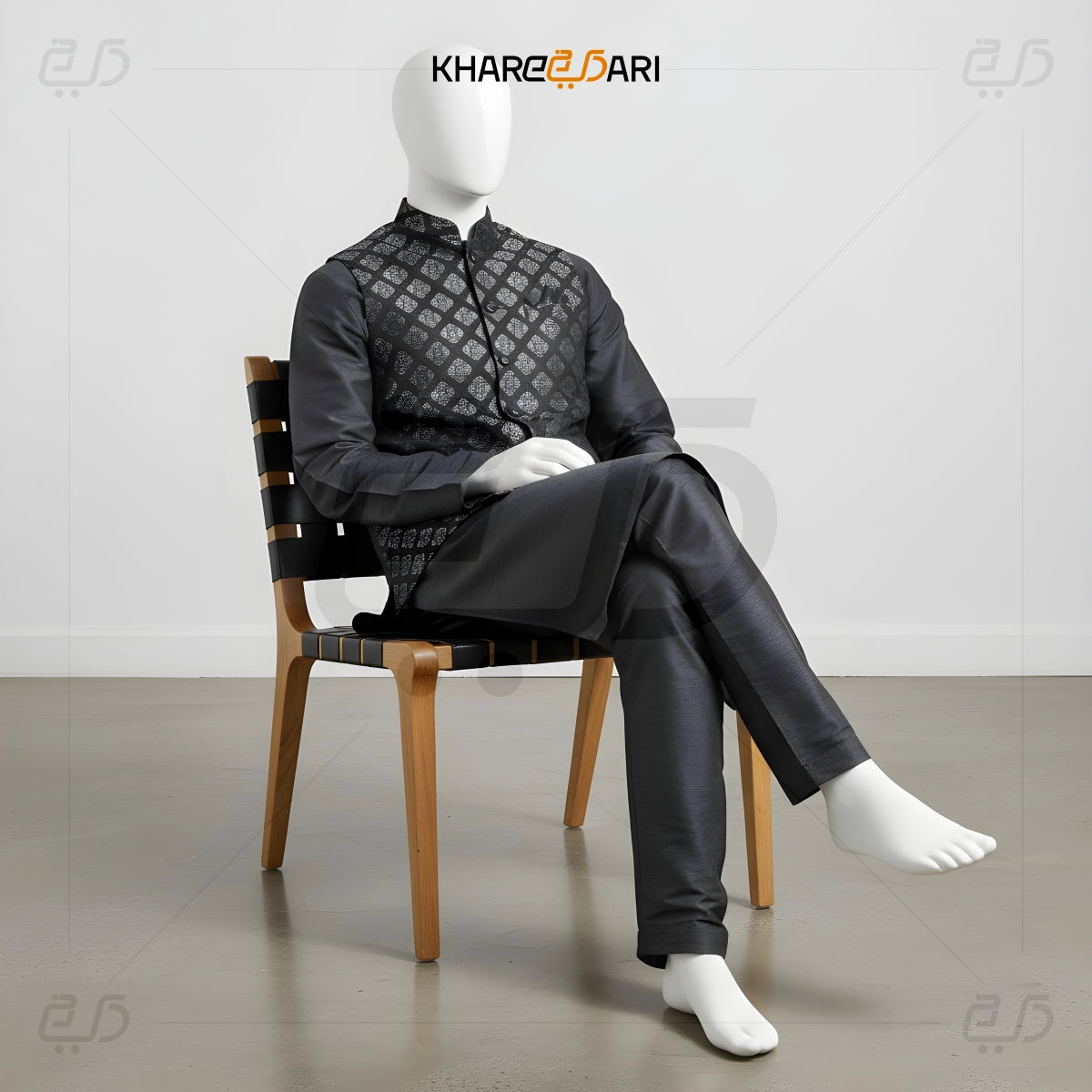 Men’s Designer Satin Printed Jacket (Sadri)