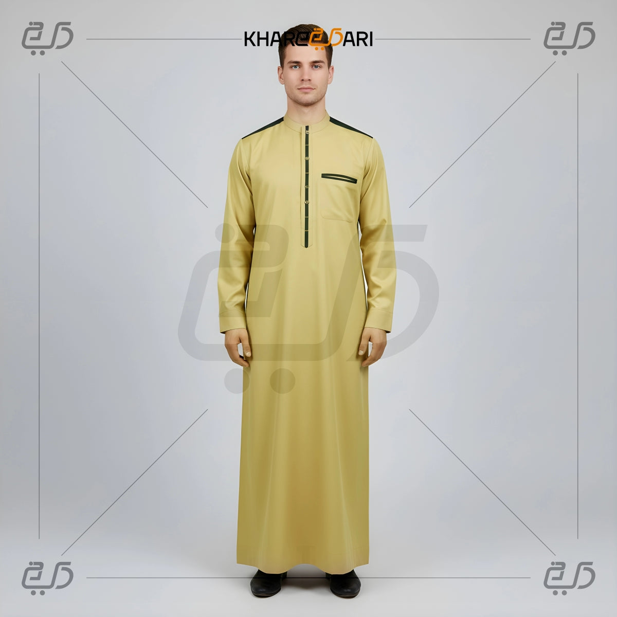 Premium Mustard Gold Panel Zip Jubba