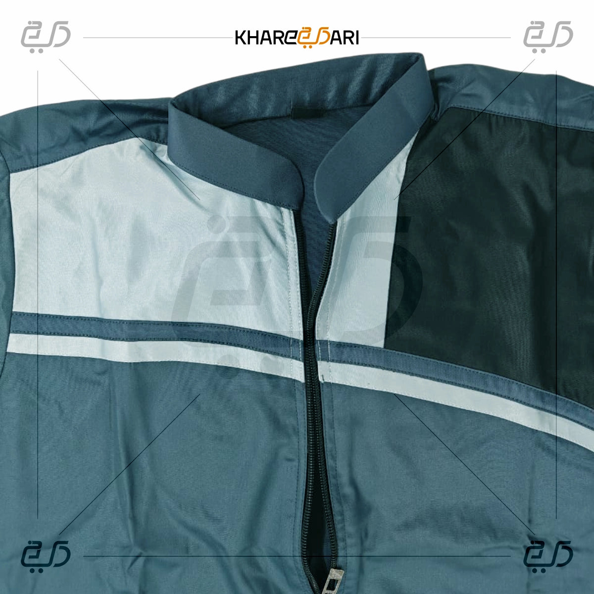 Navy & Sky Blue Diagonal Panel Half-Zip Jubba