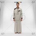 Cream & Brown Two-Tone Panel Emirati Style Jubba