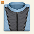 Sky Blue Men’s Contrast Panel Zip Collar Jubba