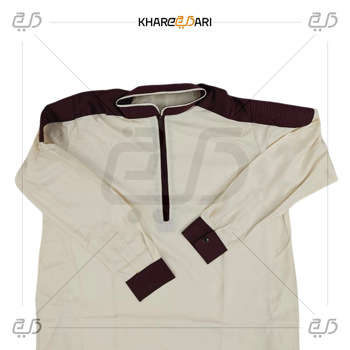 Shoulder Contrast Half-Zip Saudi Casual Jubba