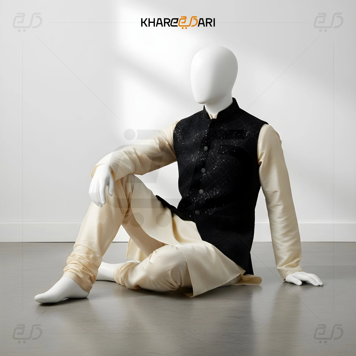 Diamond Pattern Velvet Nehru Jacket (Sadri)