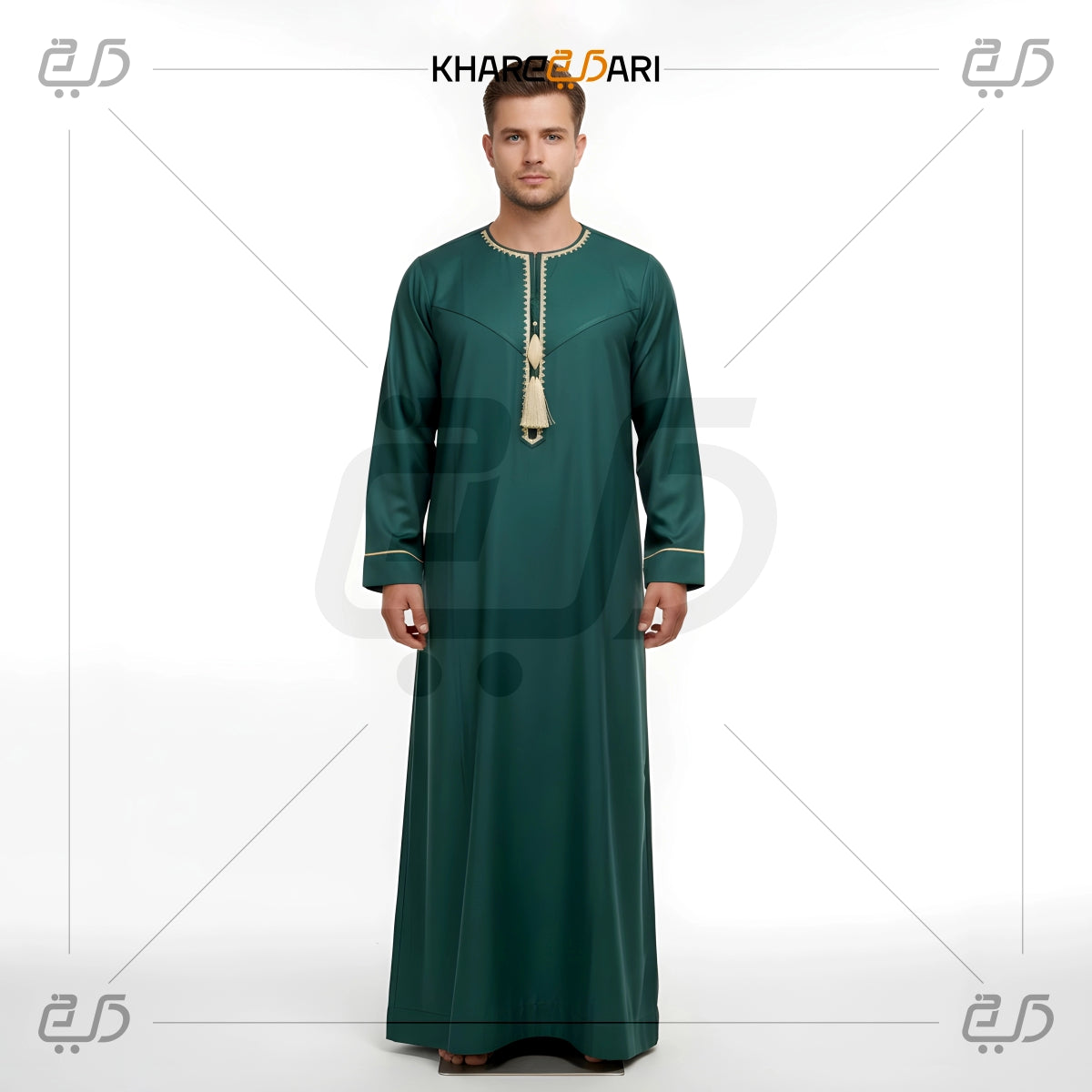 Green Moroccan Tassel Embroidered Jubba
