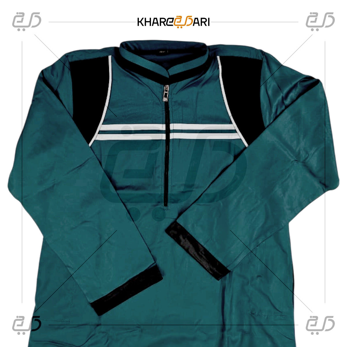 Teal Blue Dual-Stripe Half-Zip Jubba