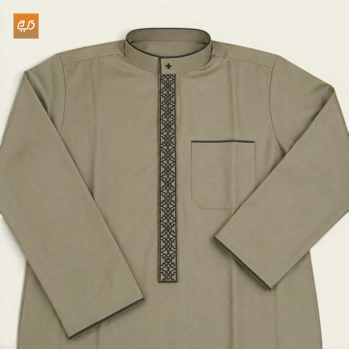 Premium Embroidered Arabic Jubba for Men – Light Brown