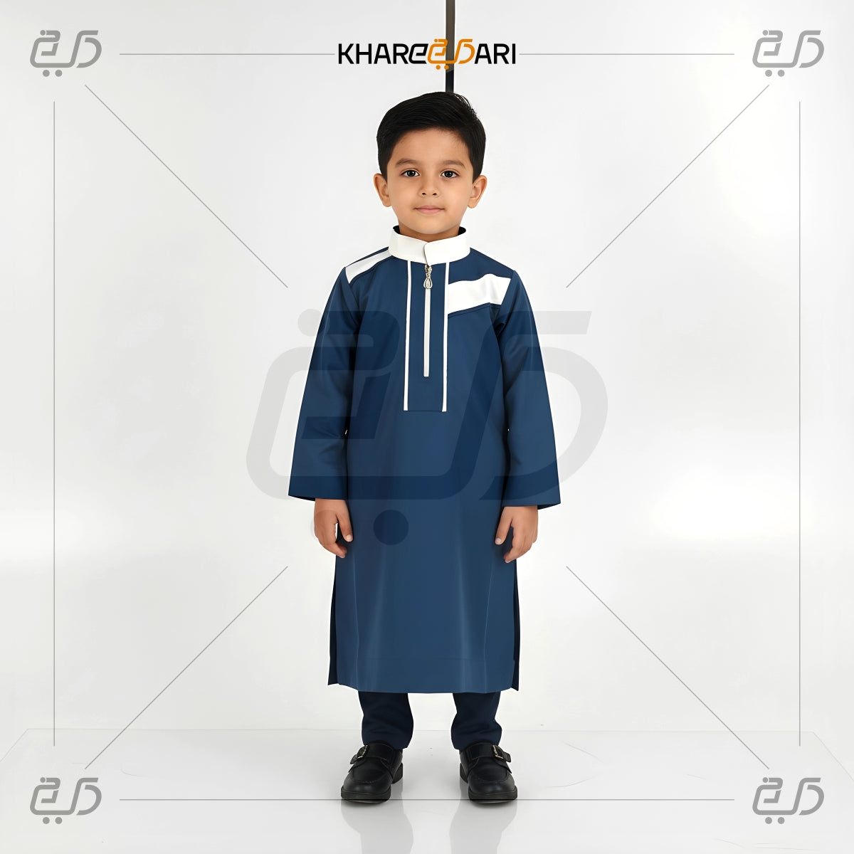 Navy & White Zip Panel Thobe