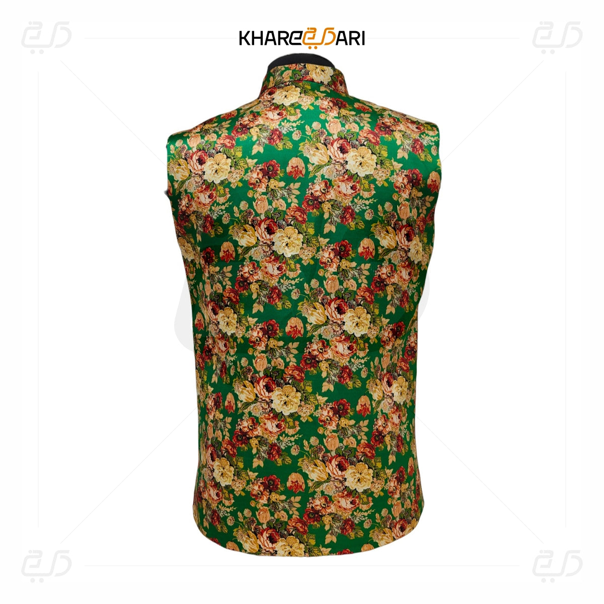 Floral Printed Satin Nehru Jacket (Sadri)
