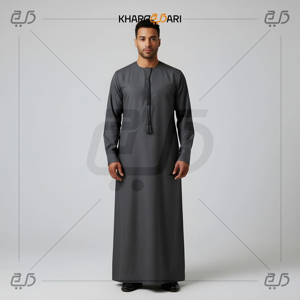 Premium Black Embroidered Thobe with Tassel