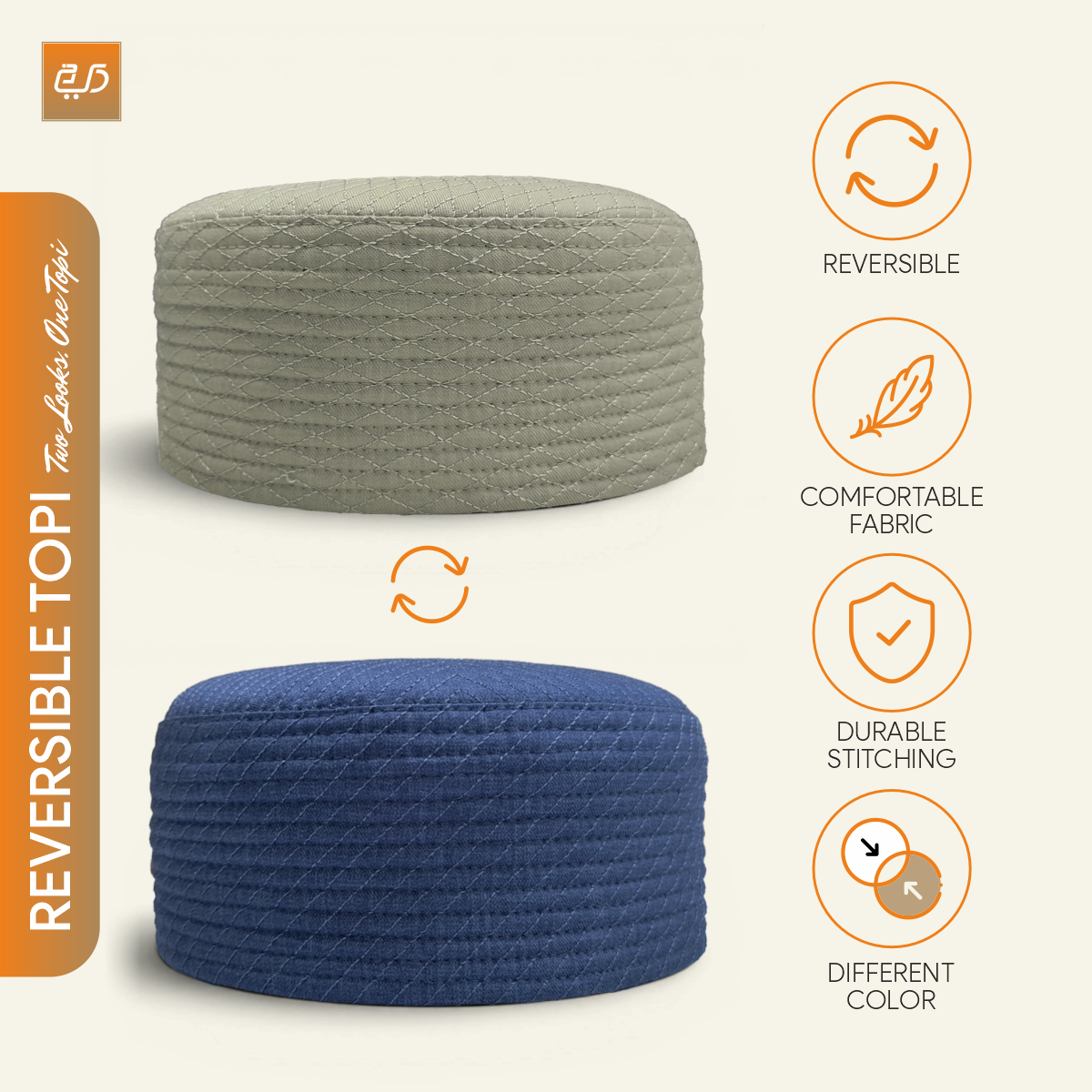 Reversible Namaz Cap | Premium Dual Color Topi