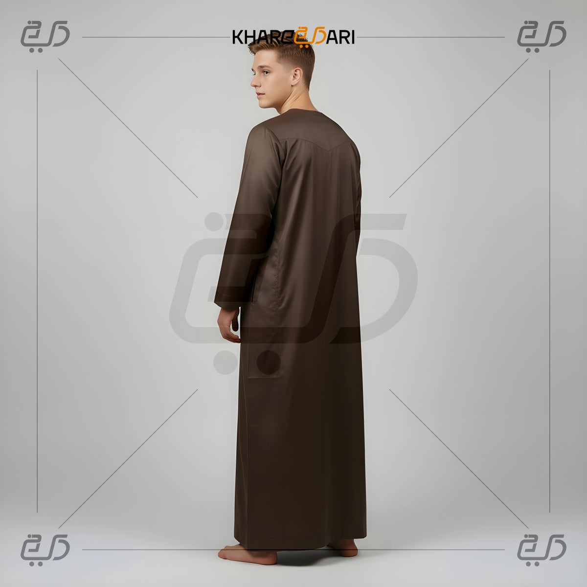 Dark Coffee Brown Omani Style Jubba For Men
