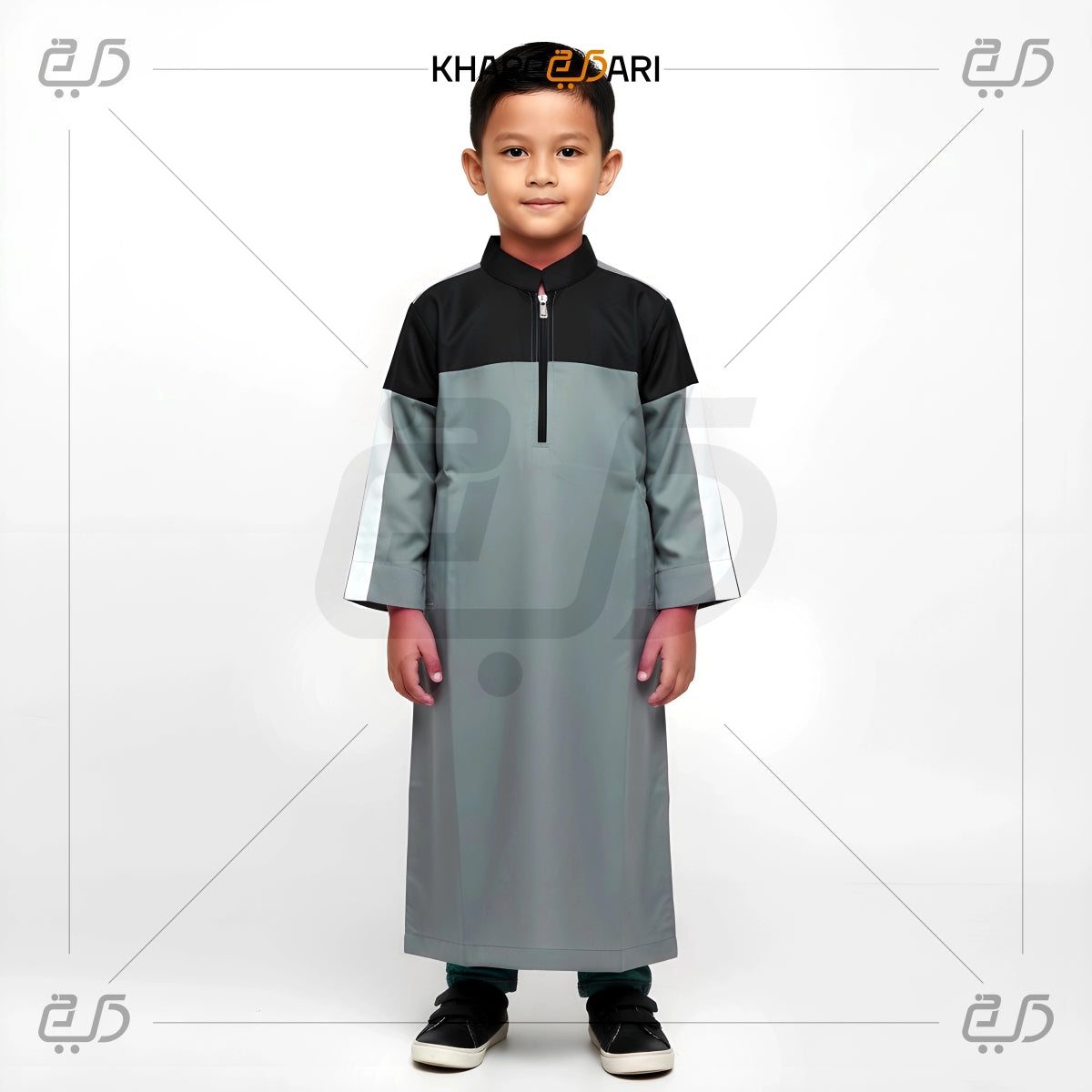 Two-Tone Half Zip Jubba For Kids