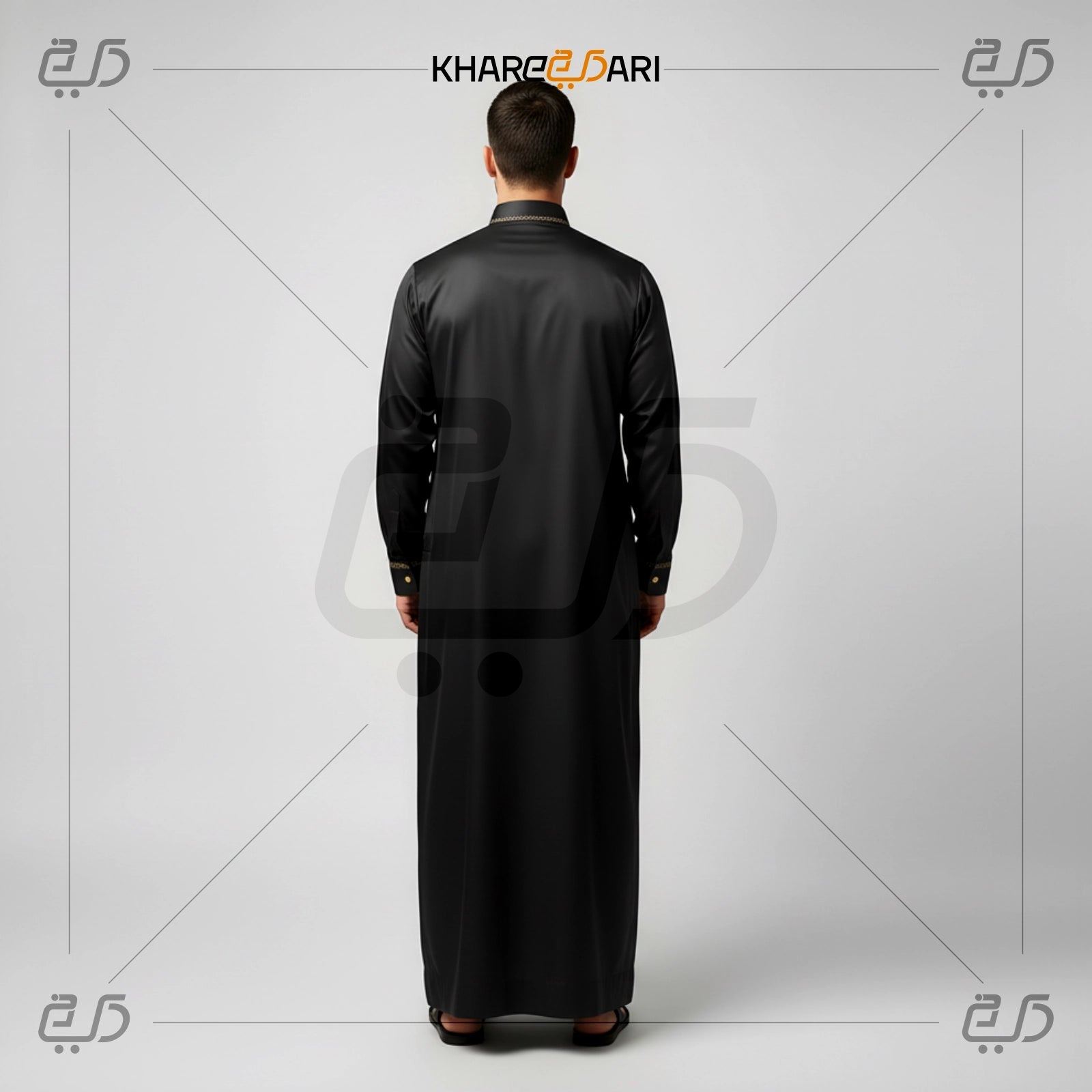 Black Embroidered Saudi Panel Jubba