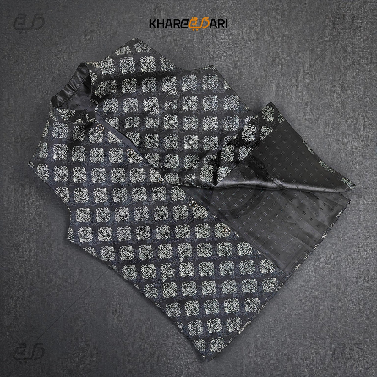 Men’s Designer Satin Printed Jacket (Sadri)