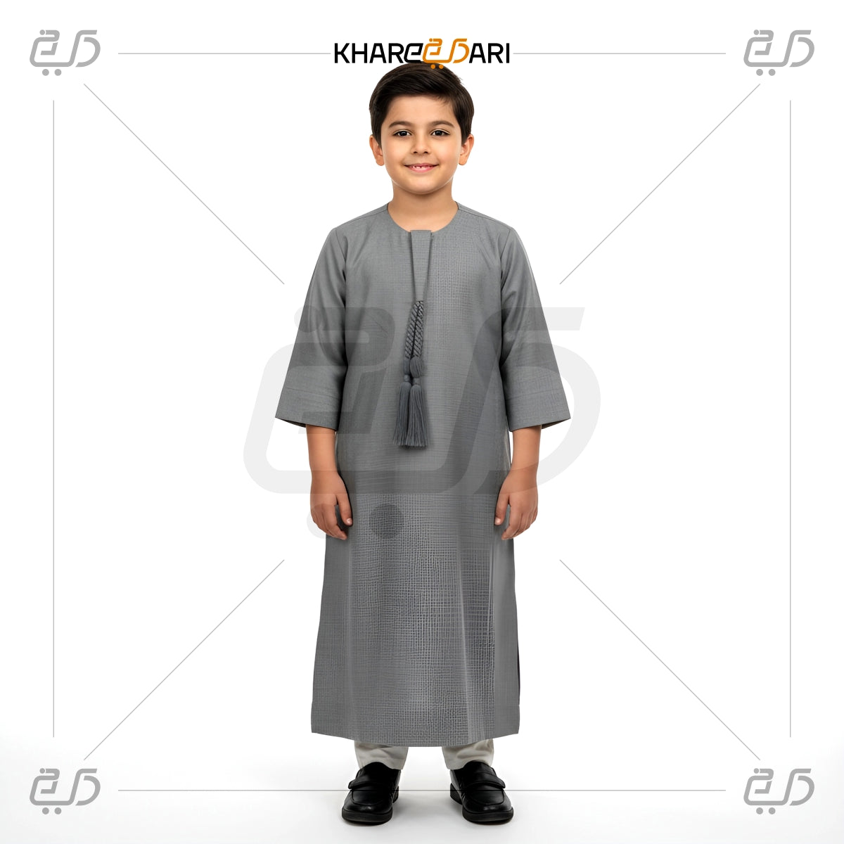 Textured Fabric Emirati Style Kandura (With Tassel )