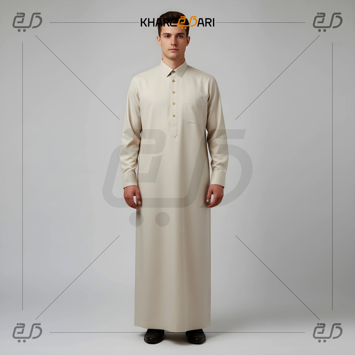 Classic Buttoned Design Collar Thobe