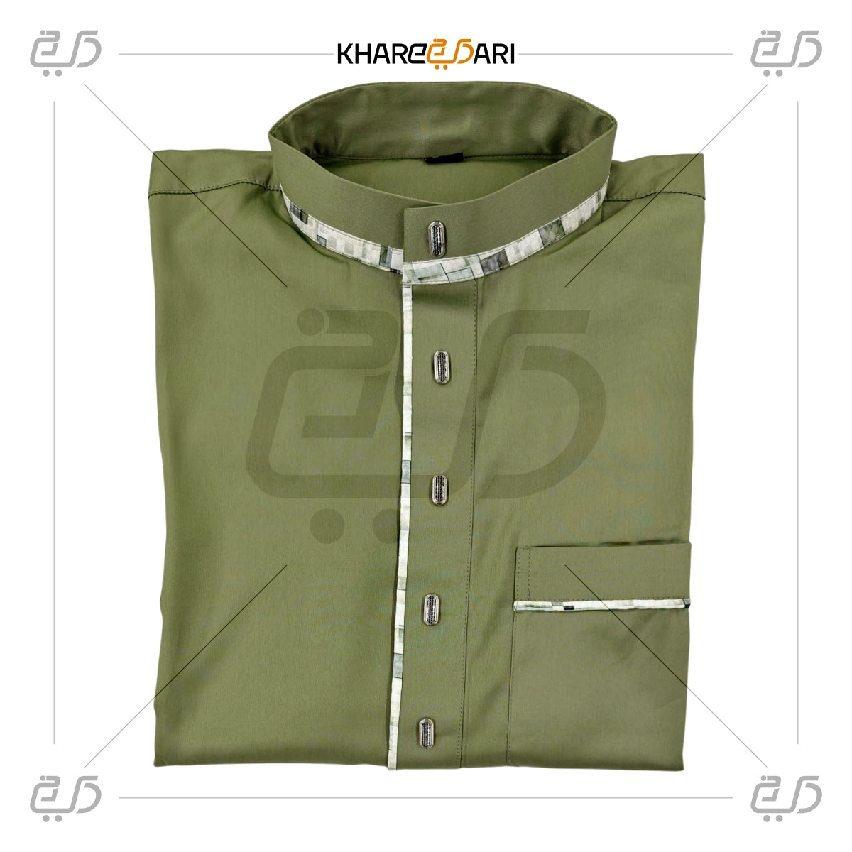 Olive Green Saudi Style Thobe For Men