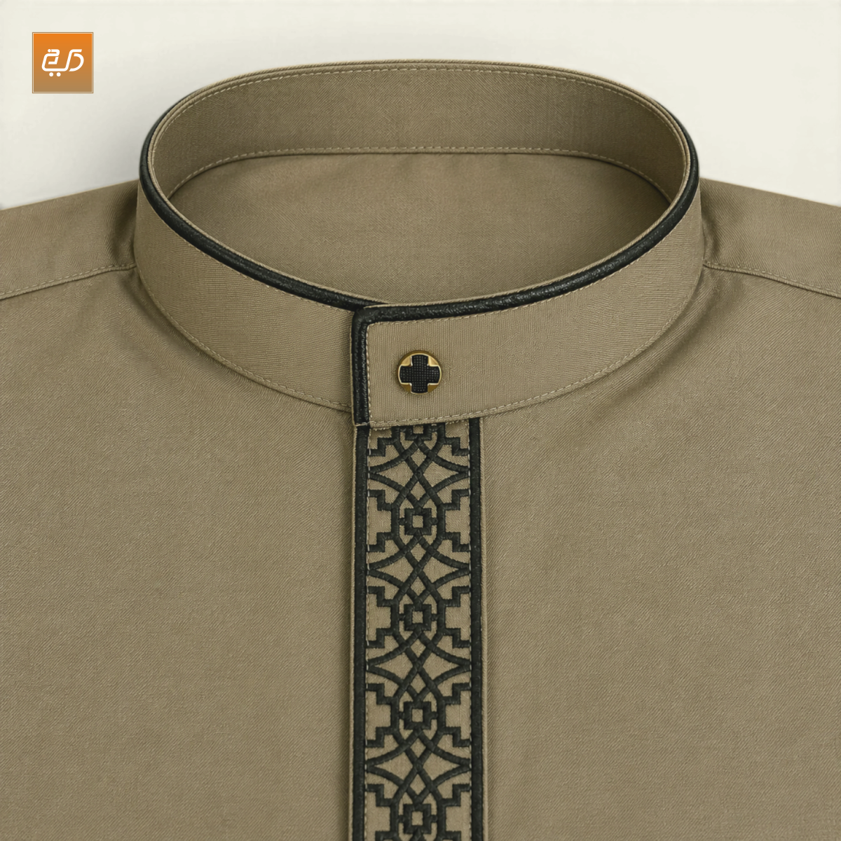 Premium Embroidered Arabic Jubba for Men – Light Brown
