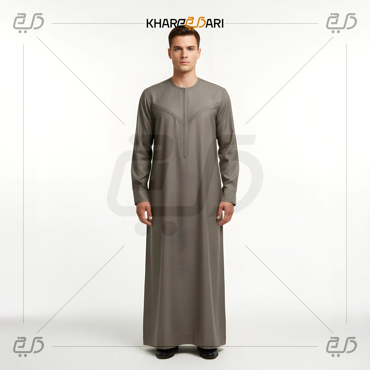 Soft Grey Casual Wear Zipper Thobe