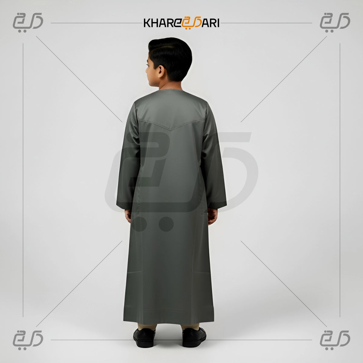 Dark Grey Omani Style Jubba for Kids