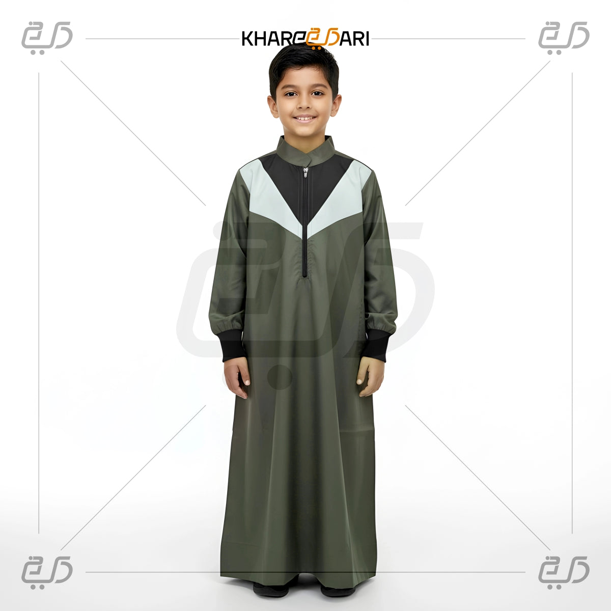 Tri-Color V-Panel Half-Zip Jubba For Kids