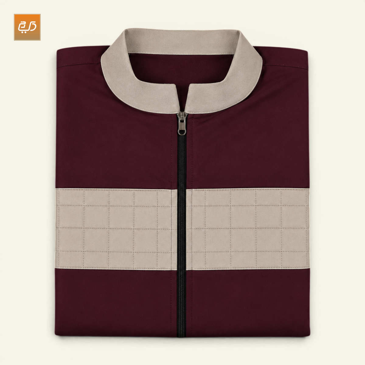 Maroon & Cream Half-Zip Dual Chest Panel Jubba