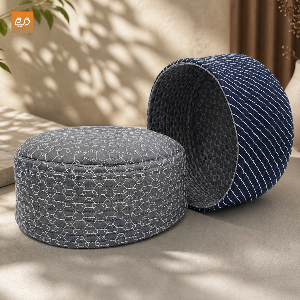 Premium Reversible  Dual Design (Geometric & Chevron Stitch) Prayer Topi