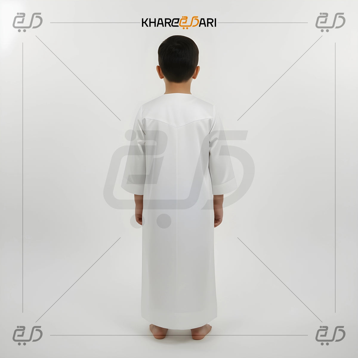 Pure White Omani Style Jubba for Kids