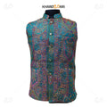 Teal Kani Printed Nehru Jacket (Sadri)