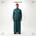 Teal Blue Classic Saudi Style Buttoned Jubba
