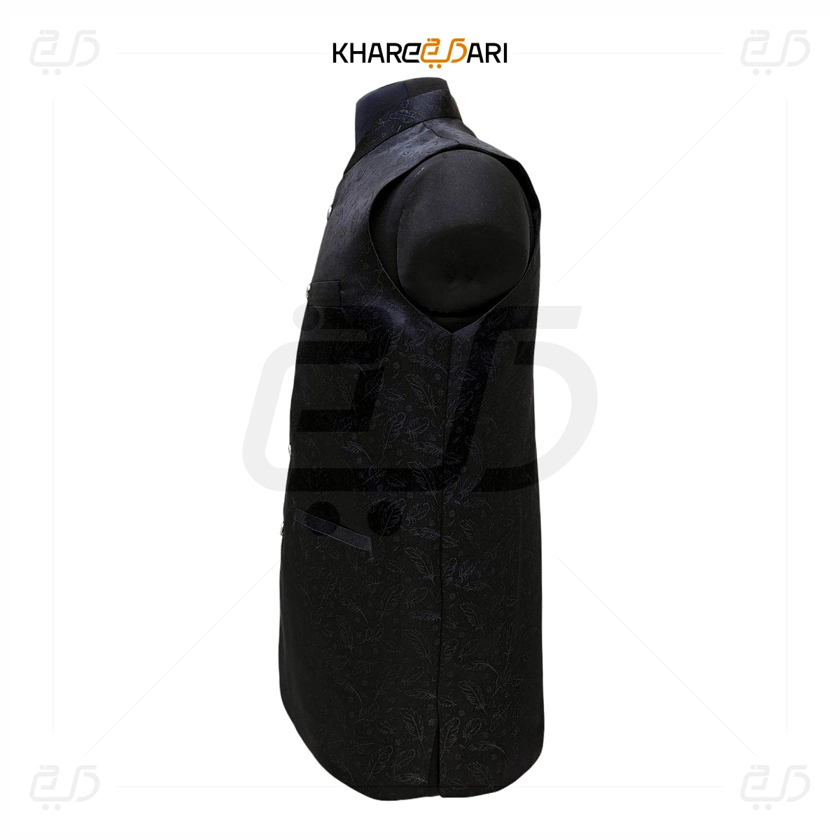 Black Jacquard Nehru Jacket (Sadri)