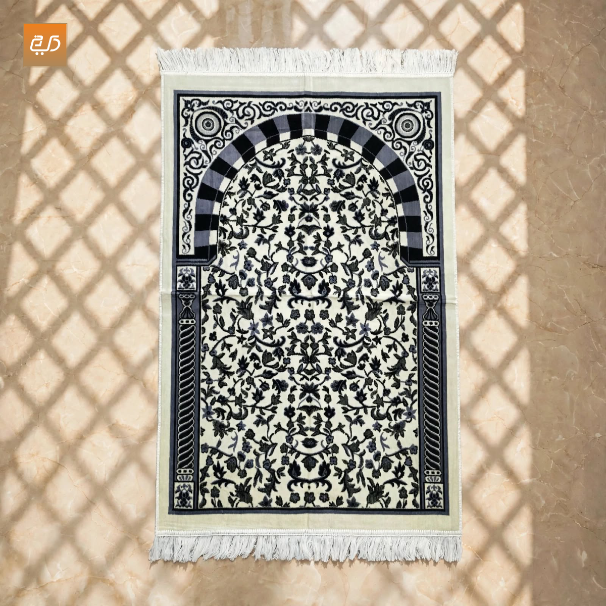 Noor Al Haram | Ivory Royal Velvet Janamaz