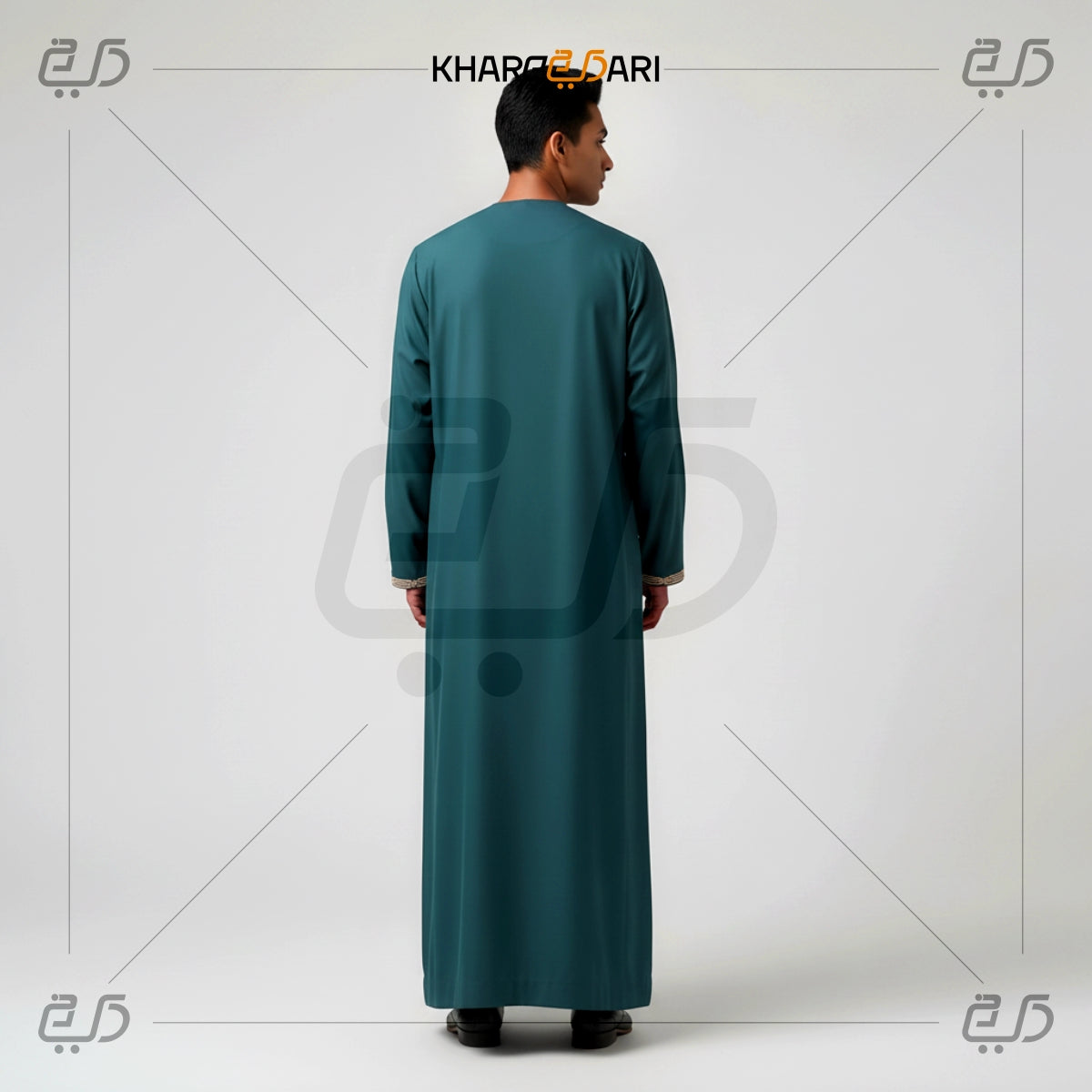 Teal Blue Moroccan Embroidered Tassel Jubba