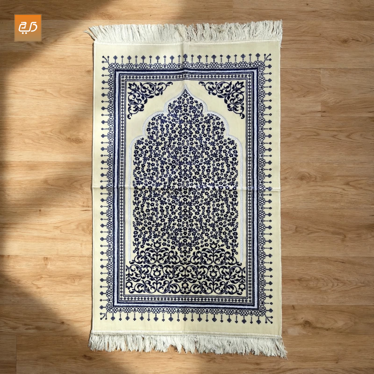 Soft Velvet Cream Turkish | Floral Janamaz