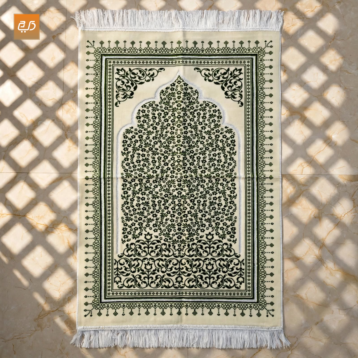 Soft Velvet Cream Turkish | Floral Janamaz