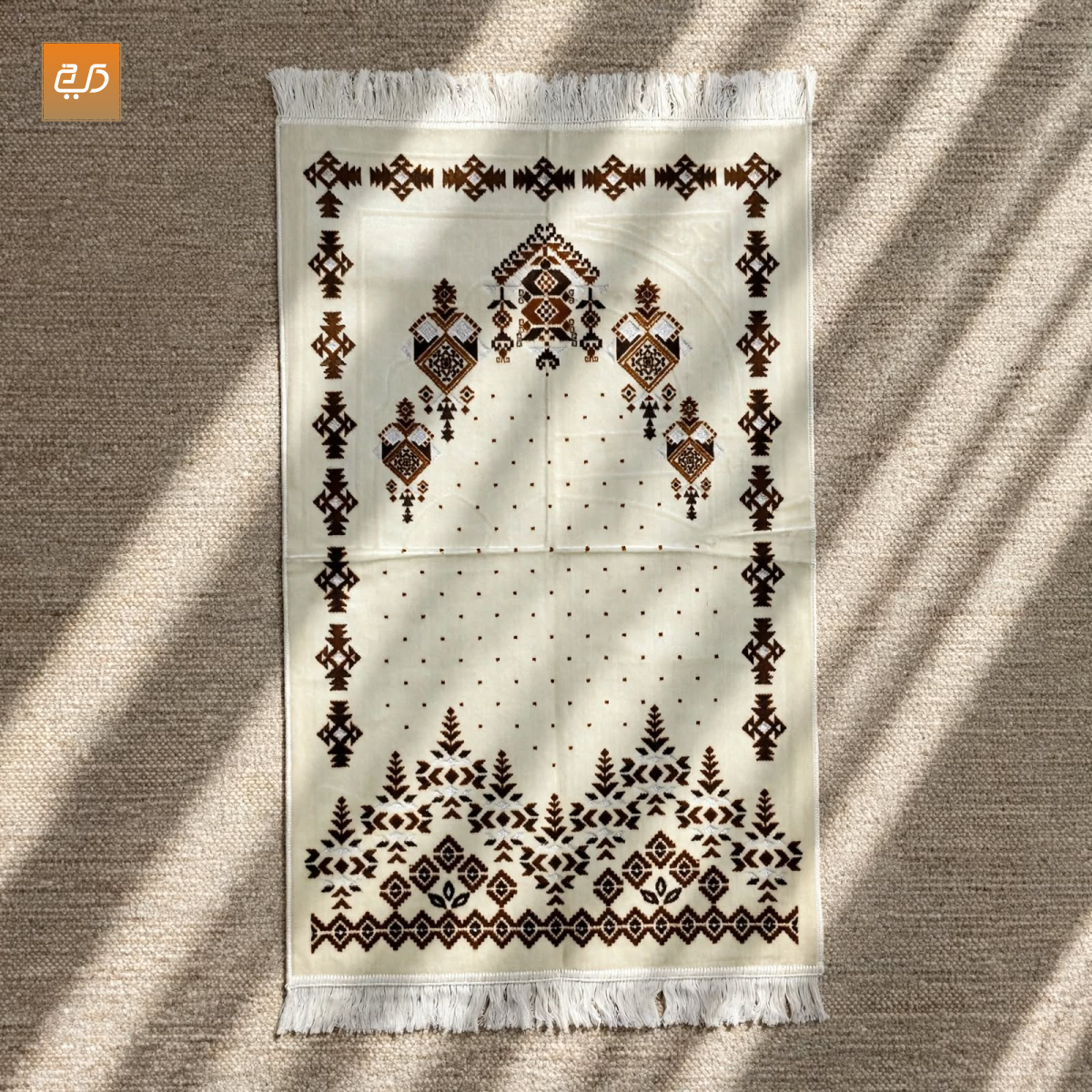 Brown Aztec Boho Velvet Prayer Janamaz